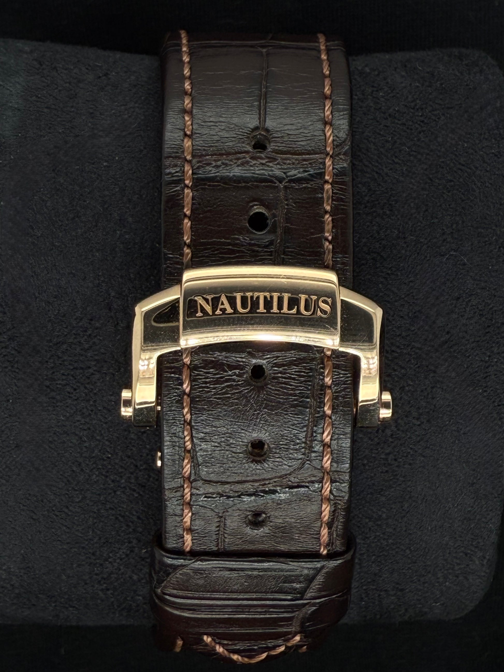 Patek Philippe Nautilus 18ct Rose Gold Brown Dial 5980R-001 clasp