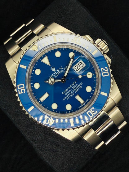 Rolex Submariner Date “Smurf” Blue Dial White Gold 116619LB left