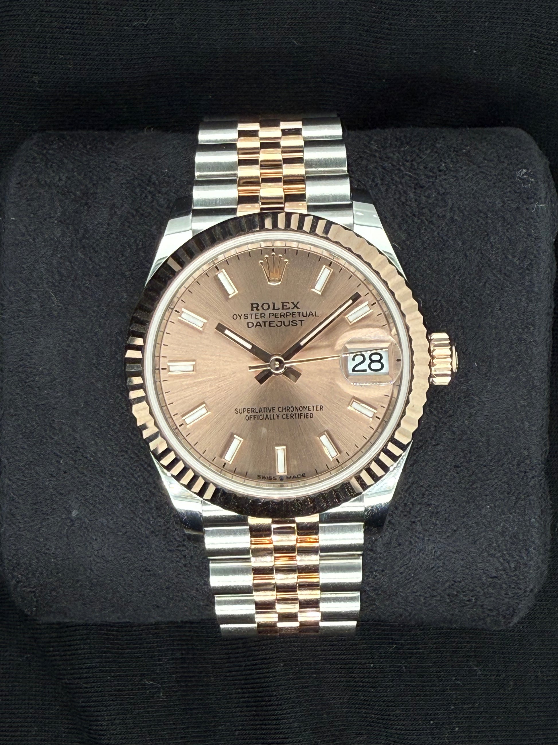 Rolex Datejust 31 Sundust Pink ‘Sticks’ Dial Jubilee Two Tone Rose Gold 278271