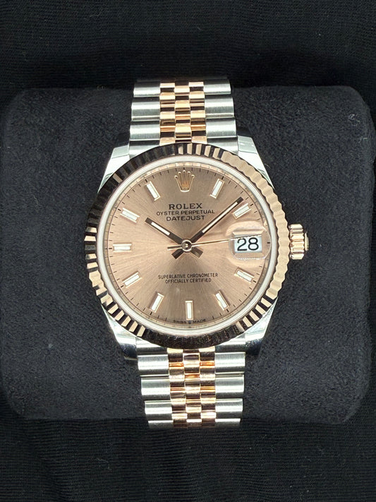 Rolex Datejust 31 Sundust Pink ‘Sticks’ Dial Jubilee Two Tone Rose Gold 278271