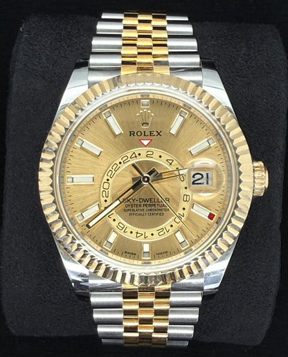 Rolex Sky-Dweller Two Tone Yellow Gold Champagne Dial 326933
