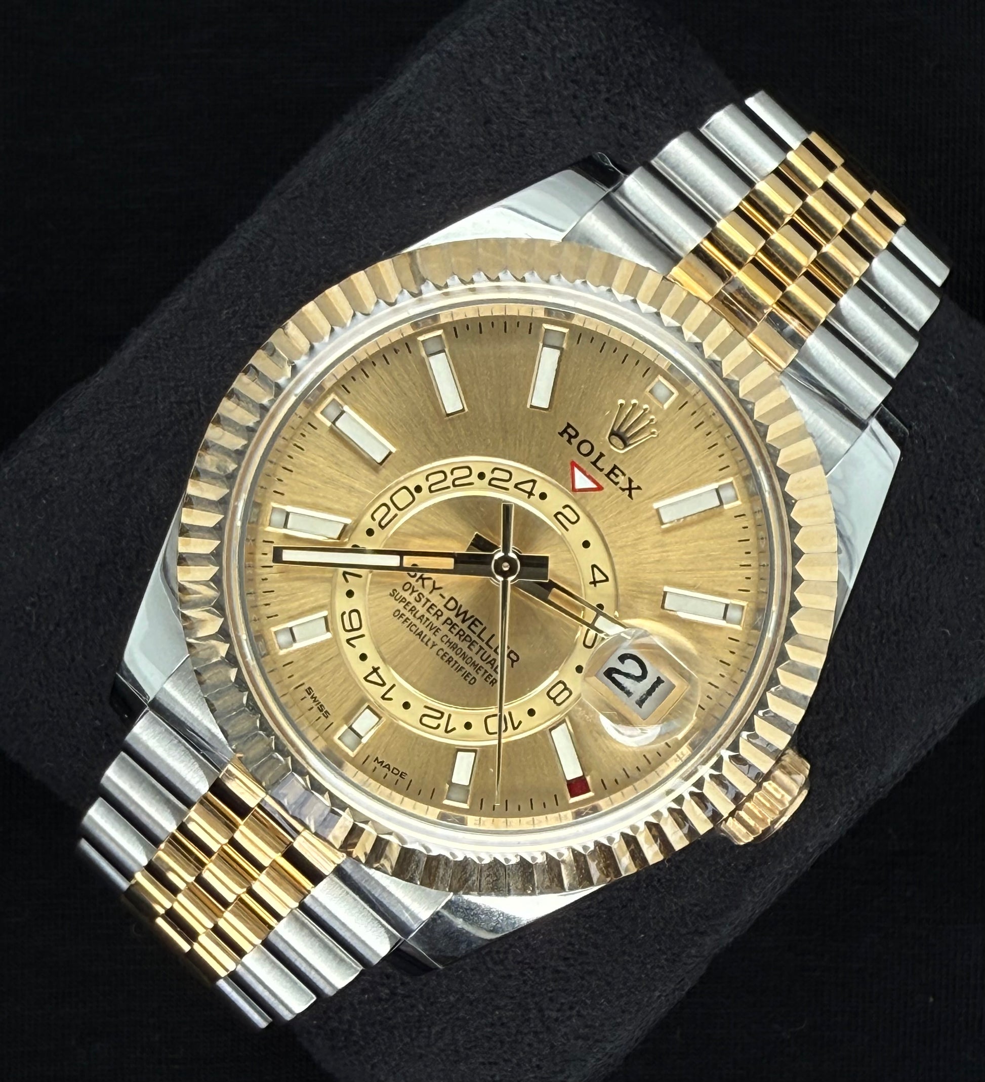 Rolex Sky-Dweller Two Tone Yellow Gold Champagne Dial 326933 Right