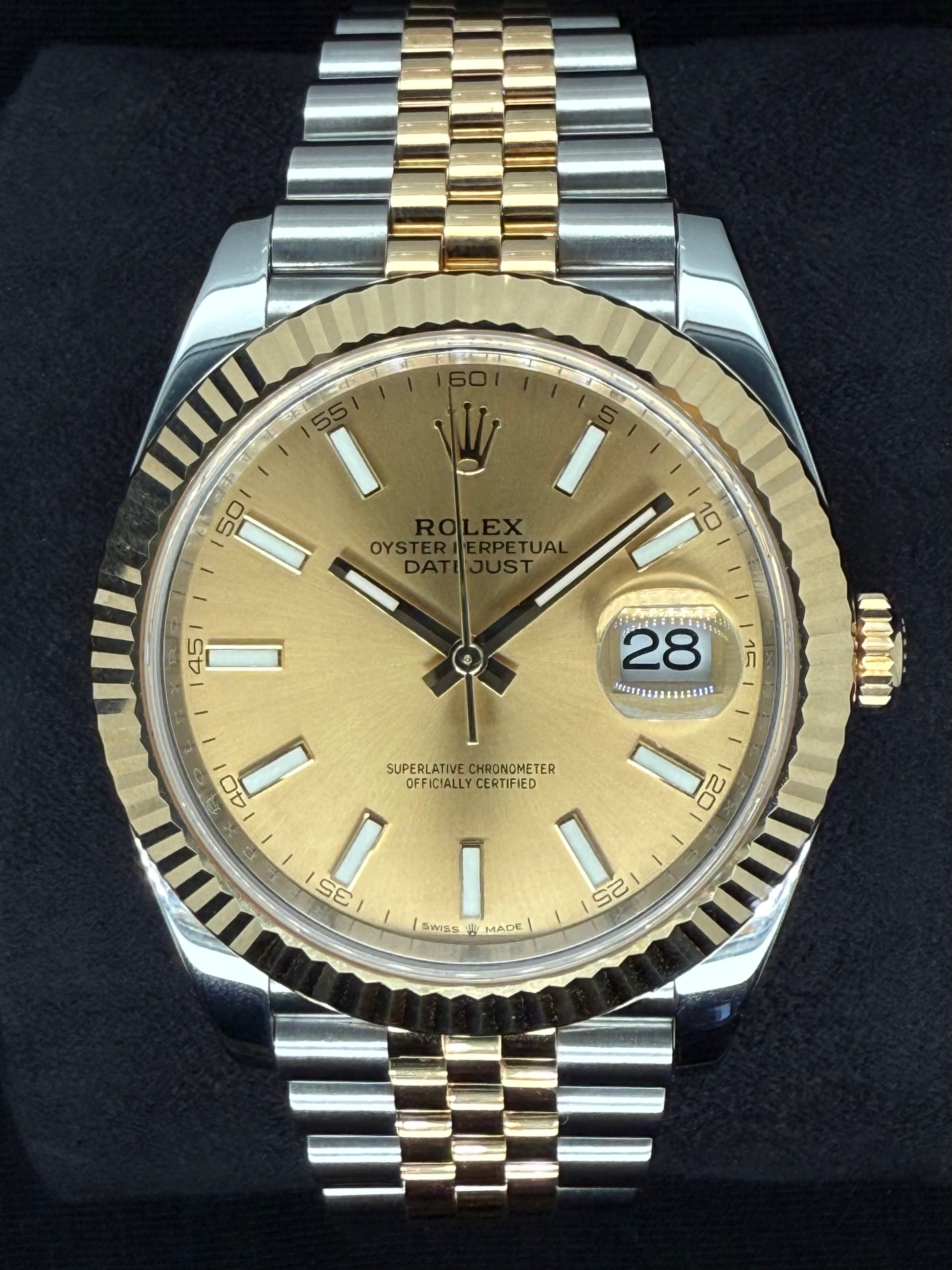 Rolex Datejust 41 Two Tone Yellow Gold Champagne ‘Sticks’ Dial 126333