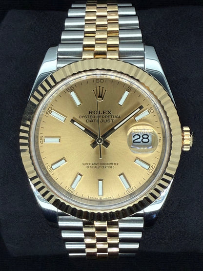Rolex Datejust 41 Two Tone Yellow Gold Champagne ‘Sticks’ Dial 126333
