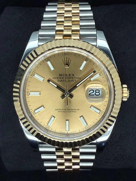 Rolex Datejust 41 Two Tone Yellow Gold Champagne ‘Sticks’ Dial 126333