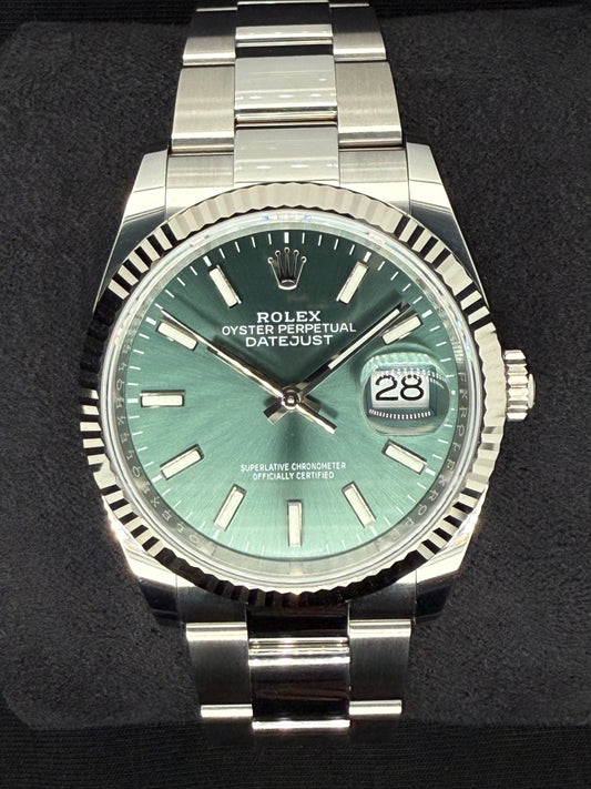 Rolex Datejust 36 Mint Green Dial Fluted Oystersteel 126234