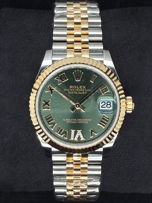 Rolex Datejust 31 Green Roman Diamond Dial Jubilee Two Tone 278273