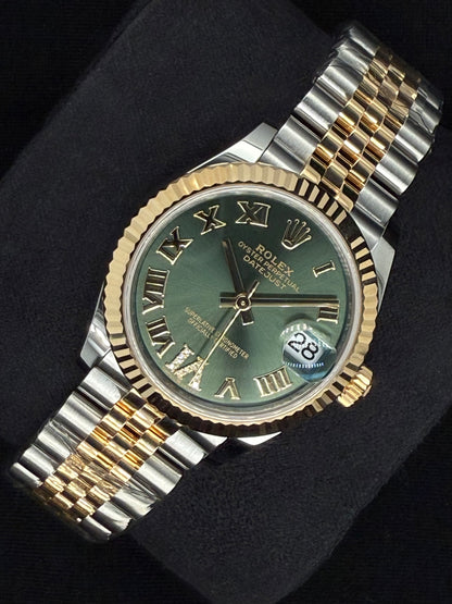 Rolex Datejust 31 Green Roman Diamond Dial Jubilee Two Tone 278273 right