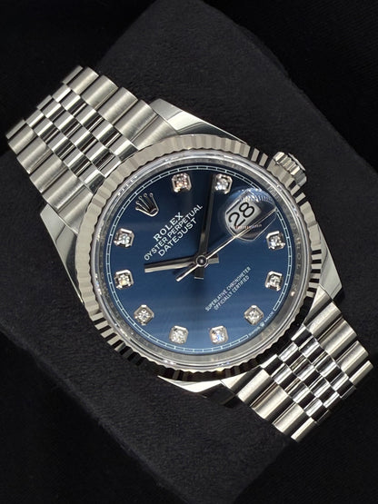 Rolex Datejust 36 Blue Diamond Dial Fluted Jubilee 126234 | 2025 | 36mm