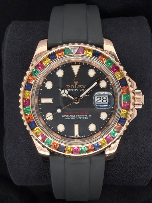 Rolex Yacht-Master 40 Black Dial Everose Gold Oysterflex After-Market Bezel 116655 | 2019 | 40mm