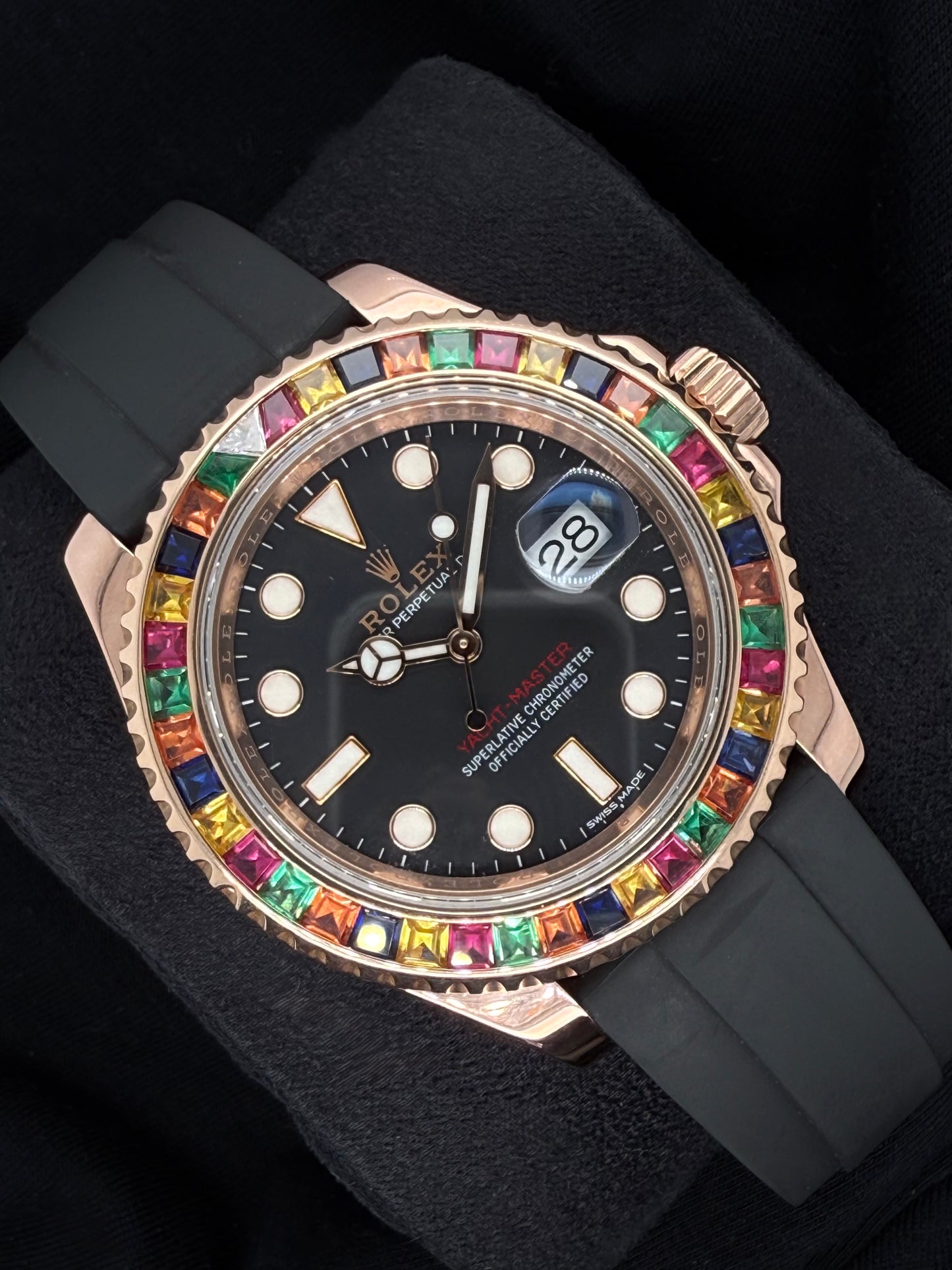 Rolex Yacht-Master 40 Black Dial Everose Gold Oysterflex After-Market Bezel 116655 | 2019 | 40mm