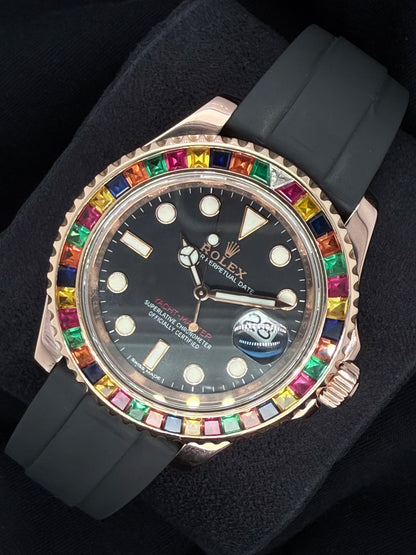 Rolex Yacht-Master 40 Black Dial Everose Gold Oysterflex After-Market Bezel 116655 | 2019 | 40mm