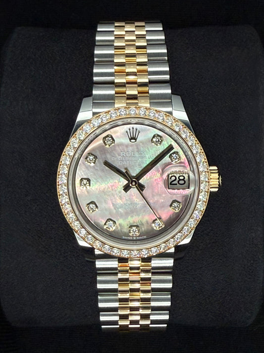 Rolex Datejust 31 "MOP" Black Mother of Pearl Dial with Factory-Set Diamond Bezel 278383RBR