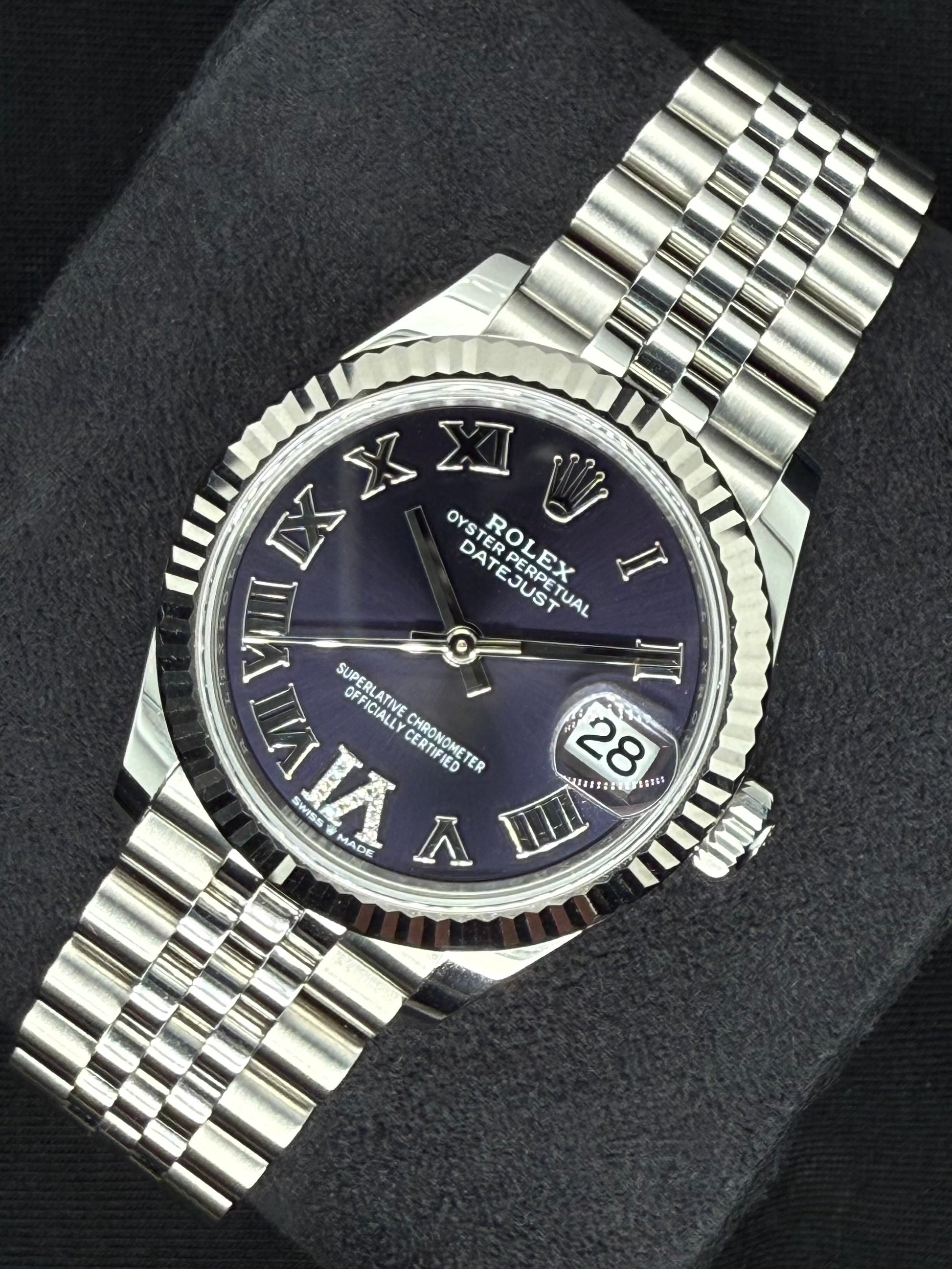 Rolex Datejust 31 Aubergine ‘Purple’ Roman Diamond Dial Jubilee 278274 right