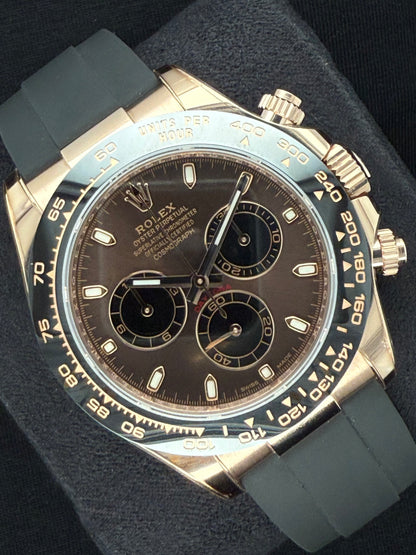 Rolex Daytona Oysterflex Rose Gold Chocolate Dial 116515LN Left
