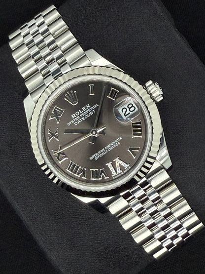 Rolex Datejust 31 Dark Grey Roman Diamond Dial Jubilee 278274 left