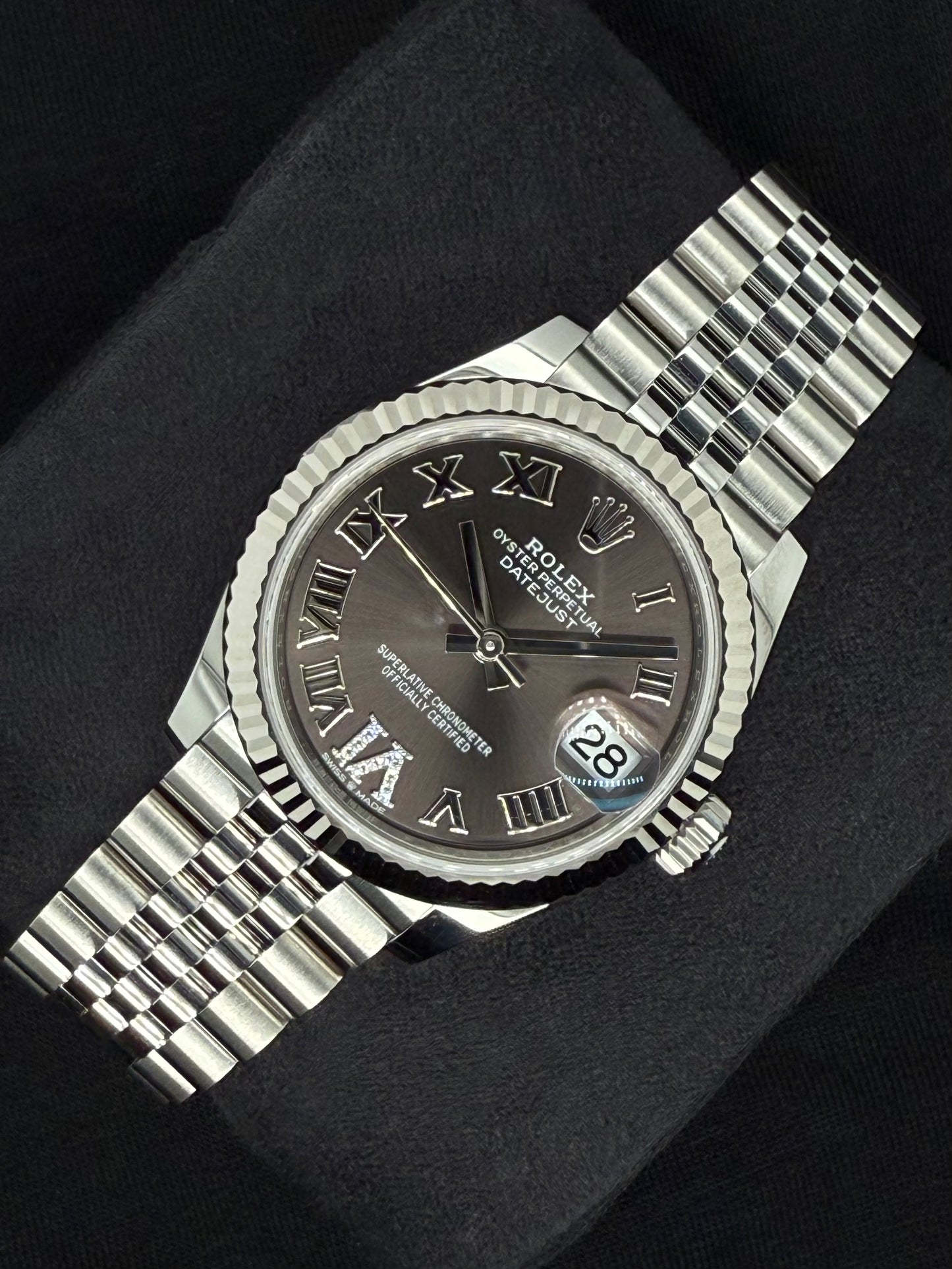 Rolex Datejust 31 Dark Grey Roman Diamond Dial Jubilee 278274 right