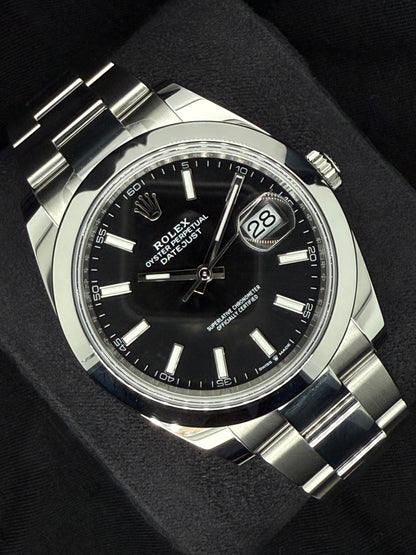 Rolex Datejust 41 Black 'Sticks' Oystersteel Smooth 126300 | 2025 | 41mm