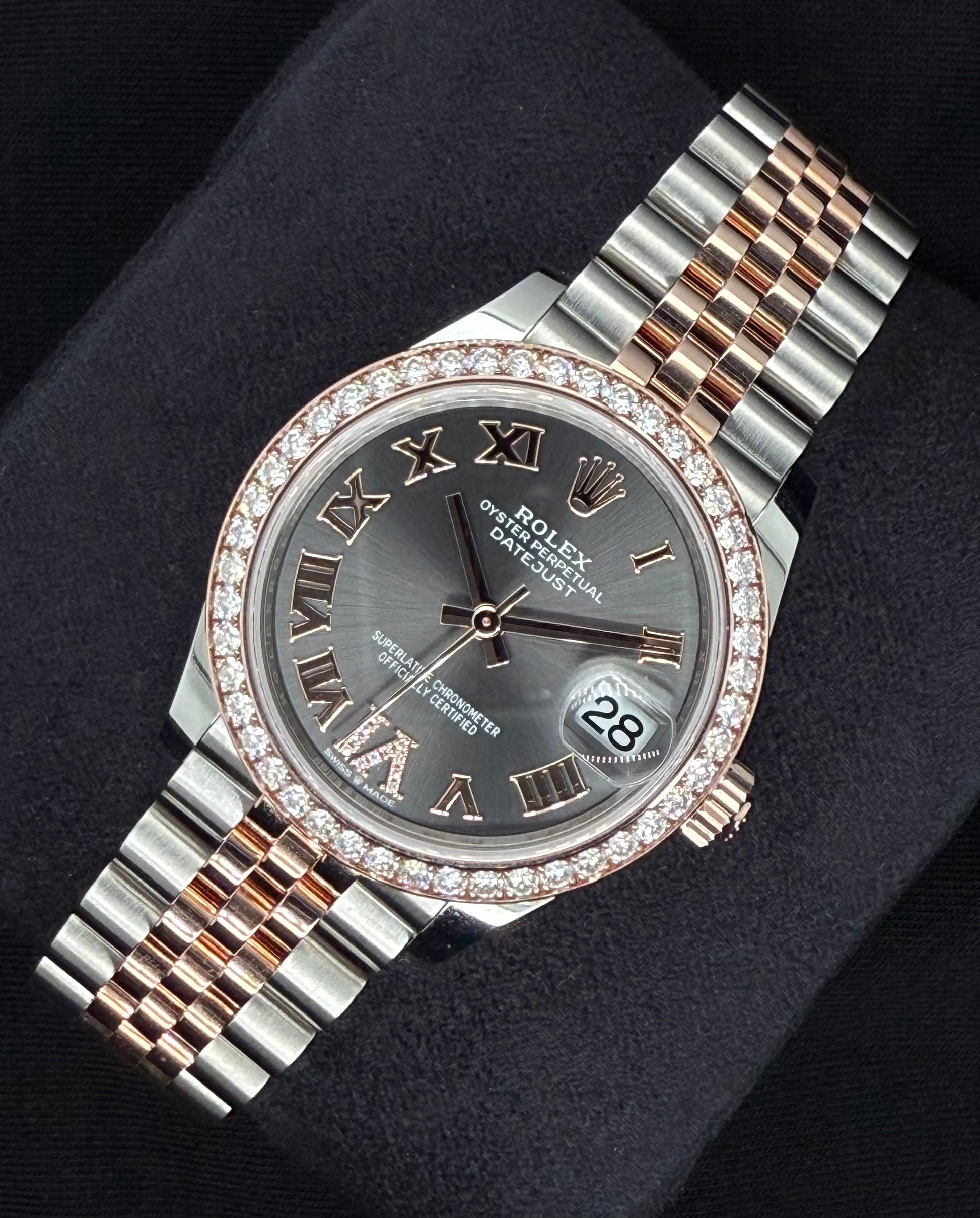 Rolex Datejust 31 Slate Roman Diamond Dial with Factory-Set Diamond Bezel 278381RBR right