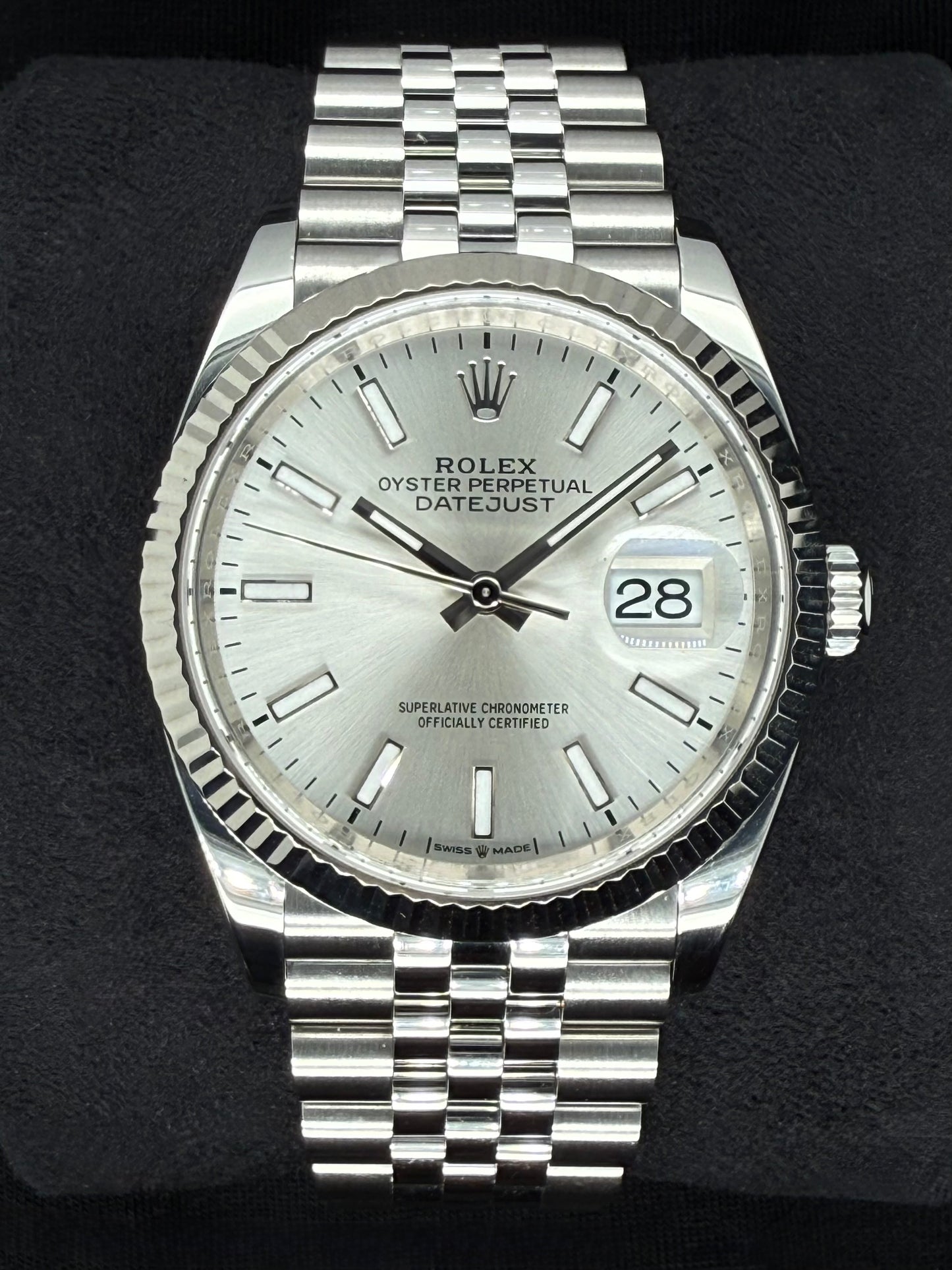 Rolex Datejust 36 Silver 'Sticks' Dial Fluted Jubilee 126234 | 2025 | 36mm