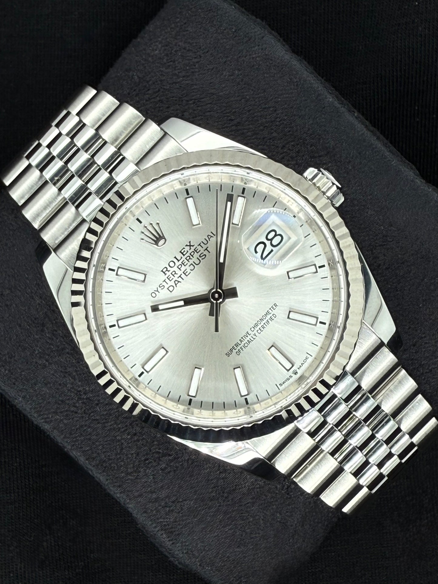 Rolex Datejust 36 Silver 'Sticks' Dial Fluted Jubilee 126234 | 2025 | 36mm