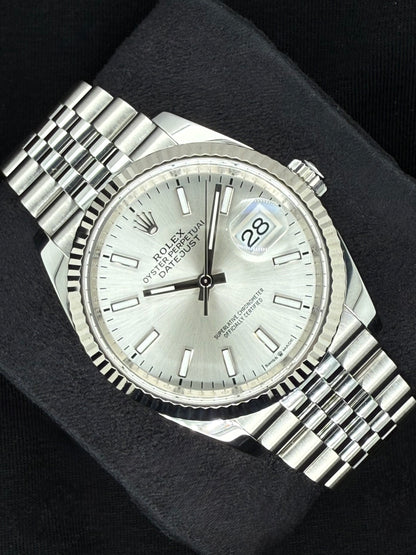 Rolex Datejust 36 Silver 'Sticks' Dial Fluted Jubilee 126234 | 2025 | 36mm