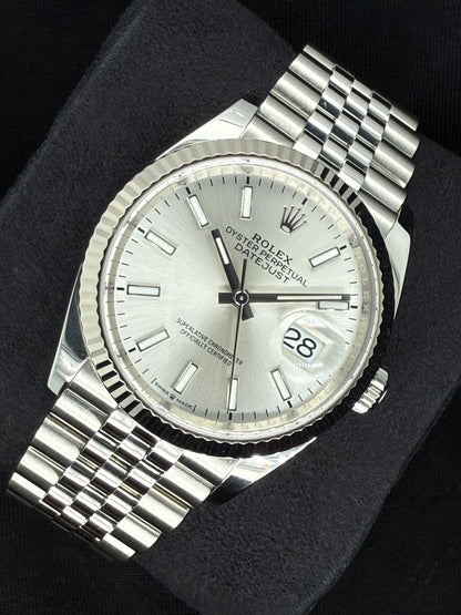 Rolex Datejust 36 Silver 'Sticks' Dial Fluted Jubilee 126234 | 2025 | 36mm