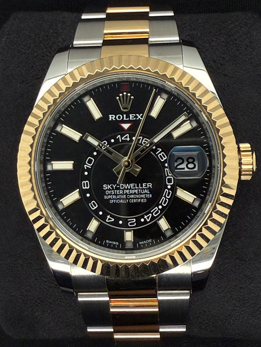 Rolex Sky-Dweller Two Tone Yellow Gold Black Dial 326933