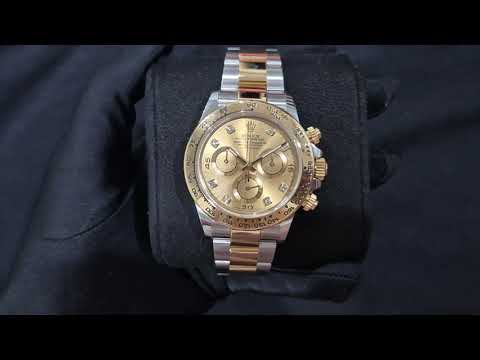 Rolex Cosmograph Daytona Two Tone Gold Diamond Dial 116503 video