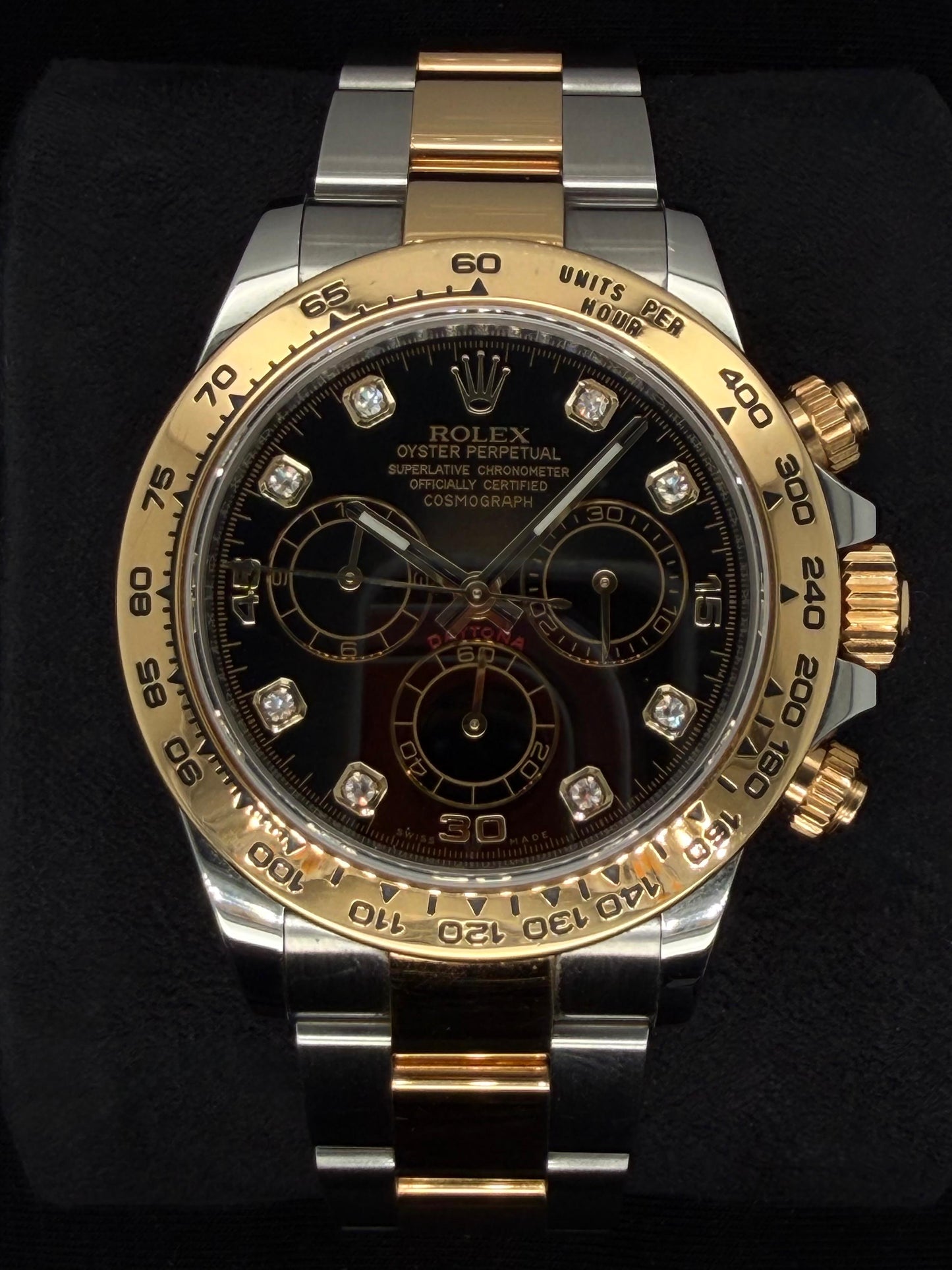 Rolex Daytona Cosmograph Two-Tone Yellow Gold Black Dial with Diamonds 116503 | 2017 | 40mm