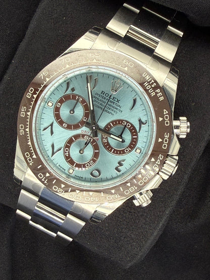 Rolex Daytona Platinum Ice Blue Dial with Arabic Numeral 'Platona' 116506-004 | 2022 | 40mm