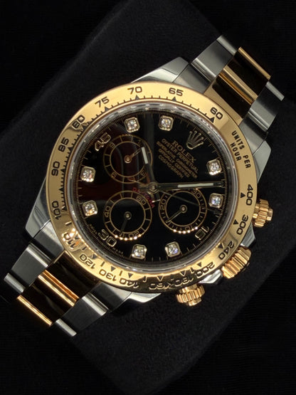 Rolex Daytona Cosmograph Two-Tone Yellow Gold Black Dial with Diamonds 116503 | 2017 | 40mm