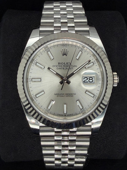 Rolex Datejust 41 Silver Sticks Dial Fluted Jubilee Steel 126334 | 2026 | 41mm