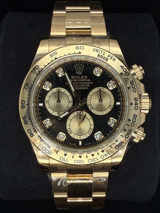 Rolex Cosmograph Daytona Yellow Gold Black Diamond Dial 126508 | 2025 | 40mm