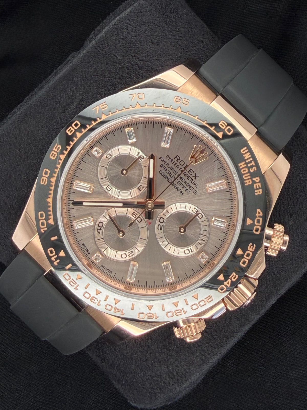 Rolex Cosmograph Daytona Oysterflex Rose Gold Sundust Baguette Diamond Dial 116515LN | 2022 | 40mm