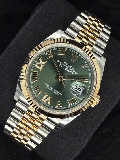 Rolex Datejust 36 Two Tone Yellow Gold Green Diamond Dial 126233 | 2026 | 36mm