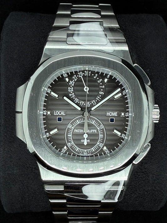 Patek Philippe Nautilus Travel Time Chronograph Black Noir Trame Dial Stainless Steel 5990/1A-001