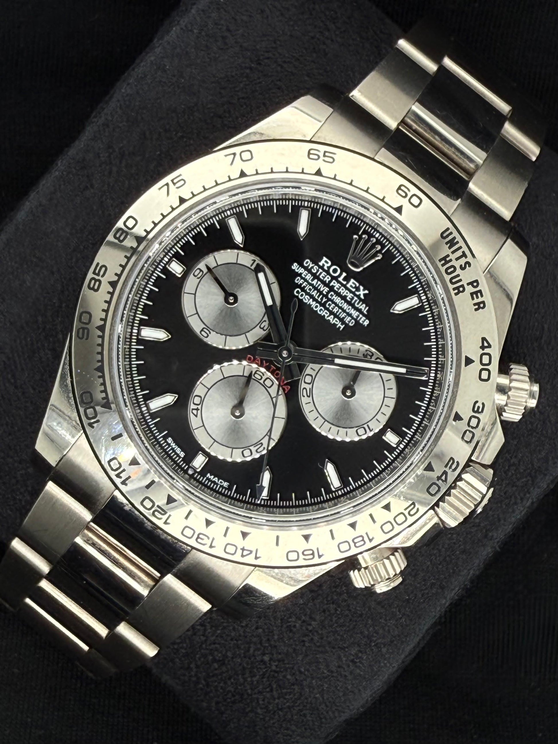 Rolex Daytona Cosmograph White Gold Black Dial 126509 right