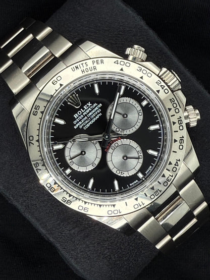 Rolex Daytona Cosmograph White Gold Black Dial 126509 left