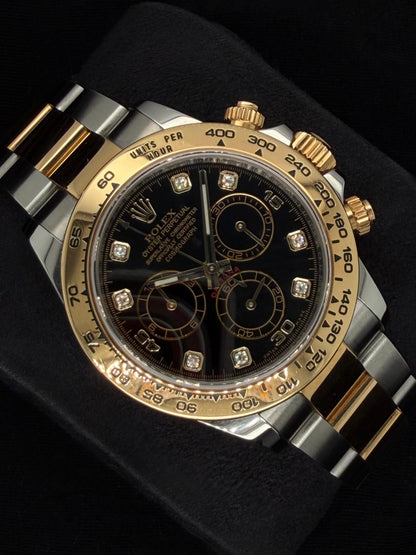 Rolex Daytona Cosmograph Two-Tone Yellow Gold Black Dial with Diamonds 116503 | 2017 | 40mm