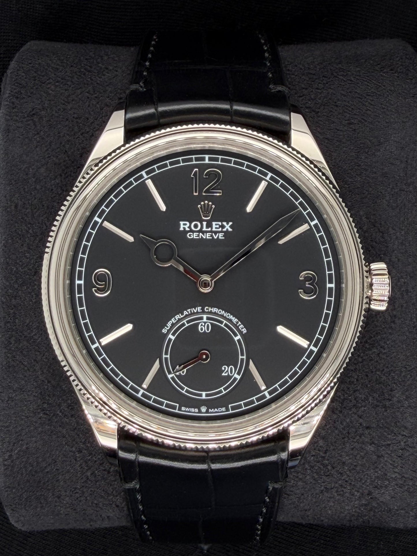 Rolex 1908 Black Dial White Gold Leather Q1 52509 | 2024 | 39mm