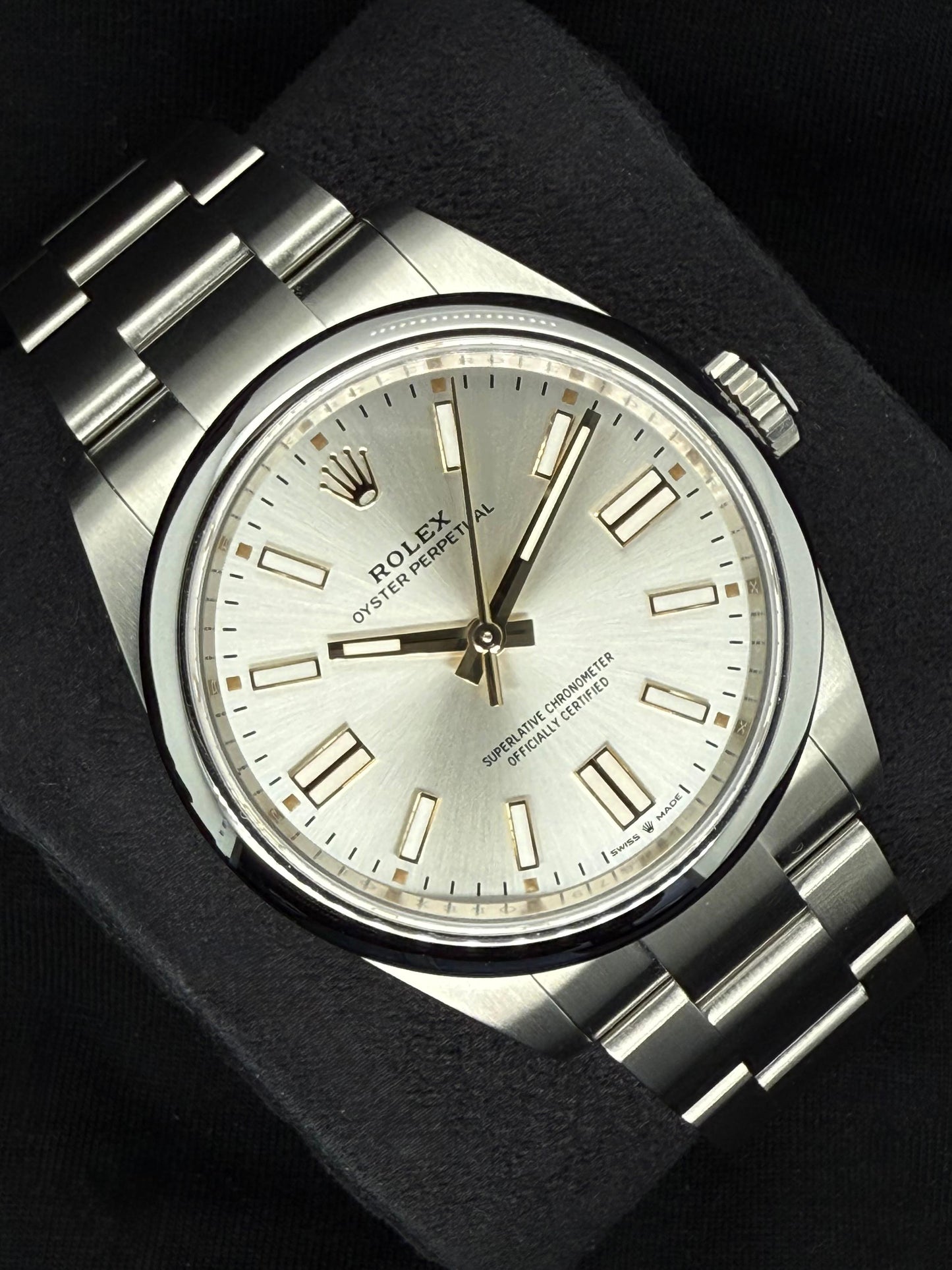 Rolex Oyster Perpetual 41 Silver Dial Oyster Bracelet 134300 left