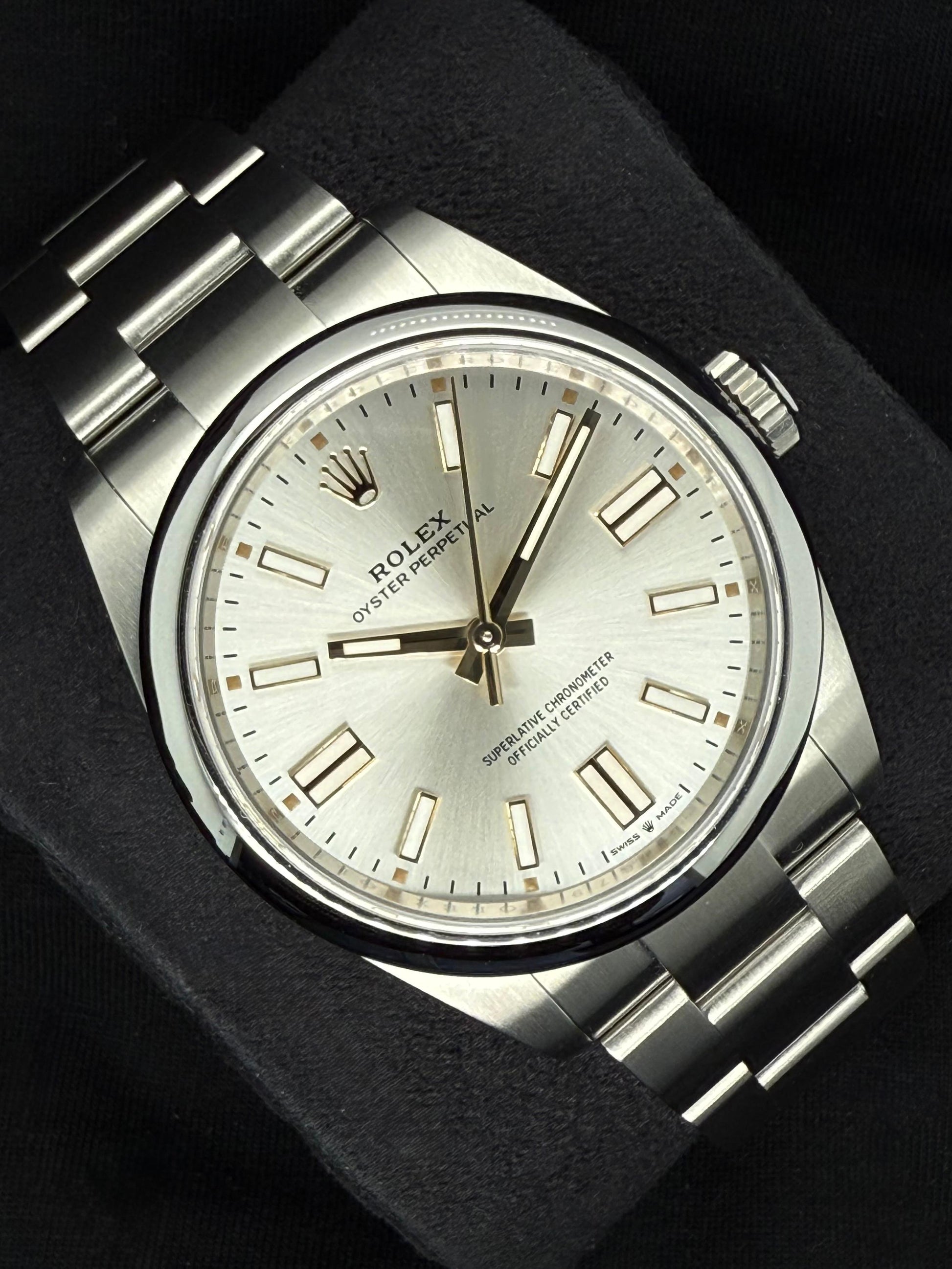 Rolex Oyster Perpetual 41 Silver Dial Oyster Bracelet 134300 left