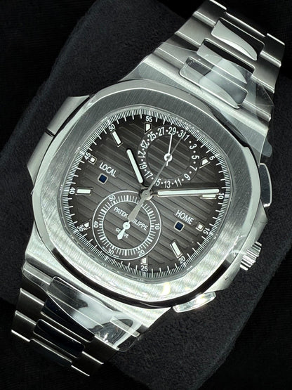 Patek Philippe Nautilus Travel Time Chronograph Black Noir Trame Dial Stainless Steel 5990/1A-001 right