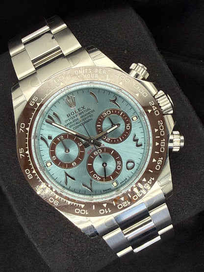 Rolex Daytona Platinum Ice Blue Dial with Arabic Numeral 'Platona' 116506-004 | 2022 | 40mm