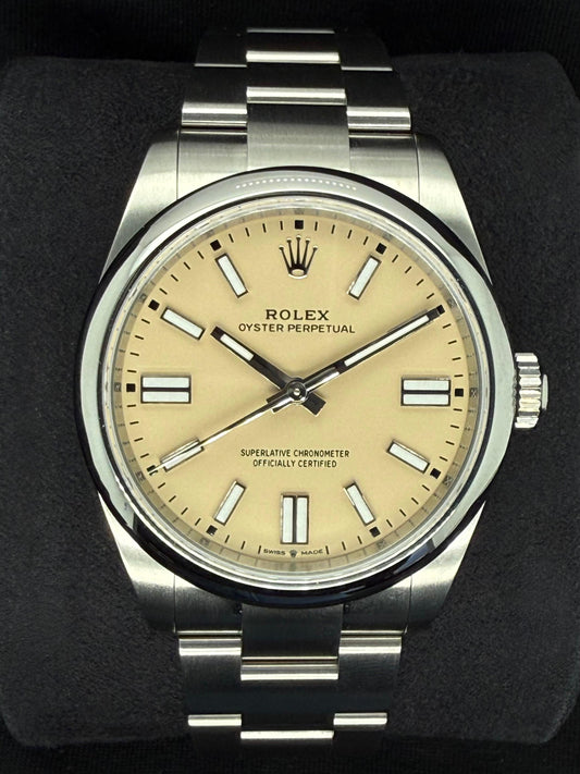 Rolex Oyster Perpetual 41 Beige Yellow Dial Oyster Bracelet 134300