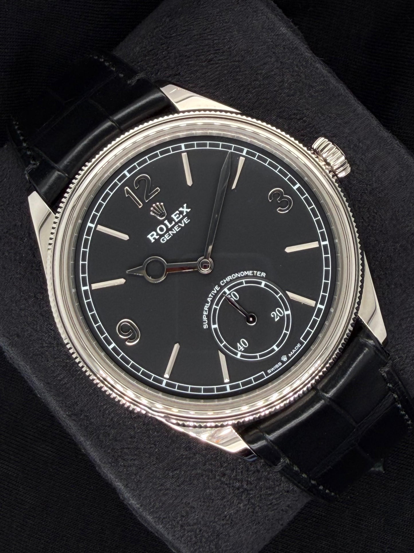 Rolex 1908 Black Dial White Gold Leather Q1 52509 | 2024 | 39mm
