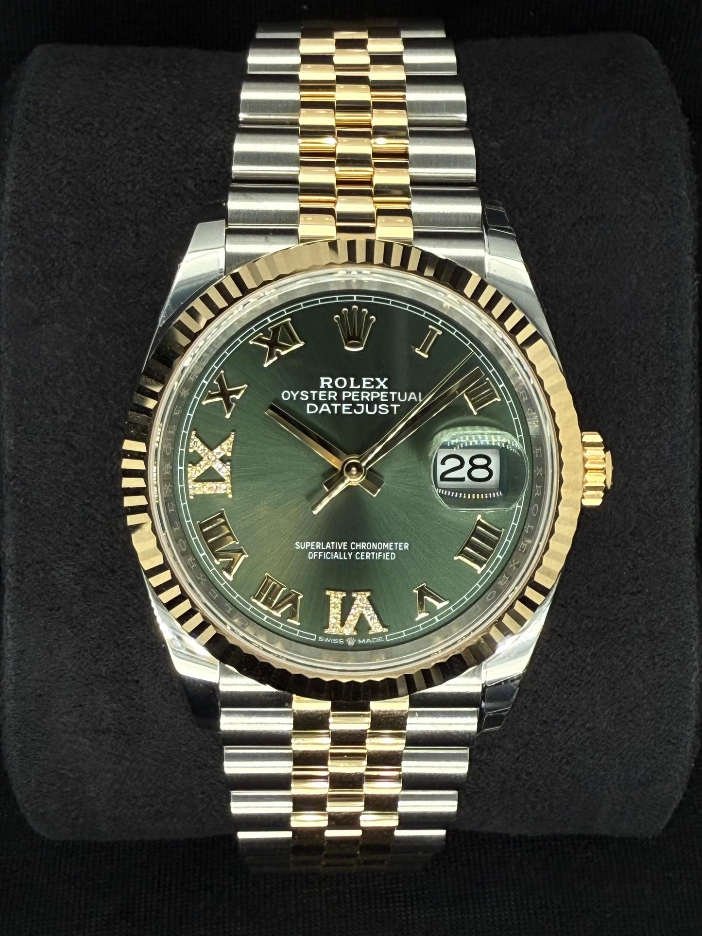 Rolex Datejust 36 Two Tone Yellow Gold Green Diamond Dial 126233 | 2026 | 36mm