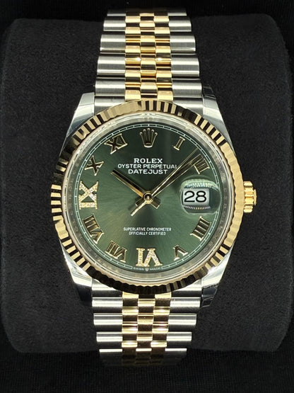 Rolex Datejust 36 Two Tone Yellow Gold Green Diamond Dial 126233 | 2026 | 36mm