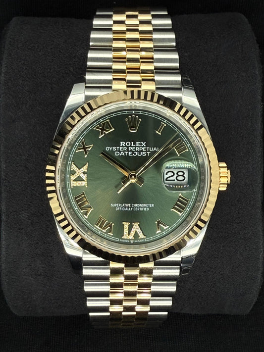 Rolex Datejust 36 Two Tone Yellow Gold Green Diamond Dial 126233 | 2026 | 36mm